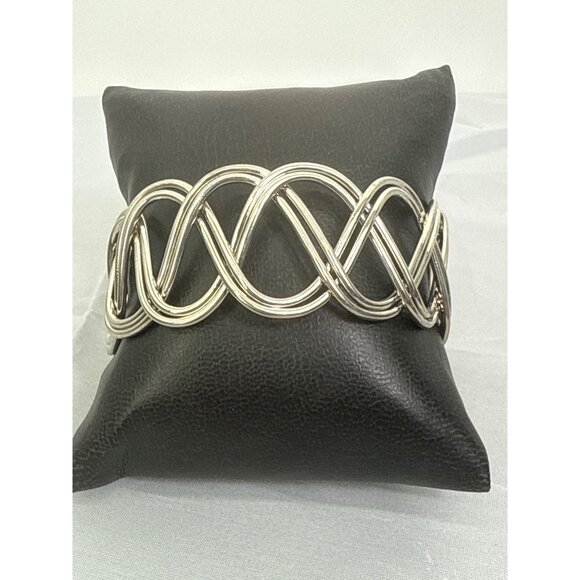 Silver Toned Celtic Twisted Wire Cuff Bracelet - Picture 1 of 4